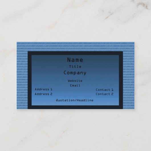 Binary Code Business Card, blau Visitenkarte (Vorderseite)