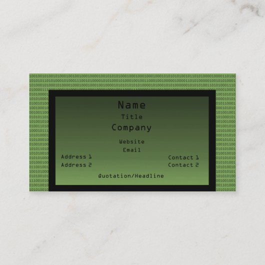 Binary Code Business Card, grün Visitenkarte (Vorderseite)