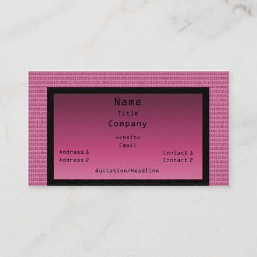 Binary Code Business Card, Pink Visitenkarte (Vorderseite)