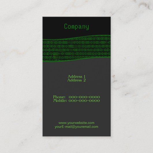 Binary Code Business Card Visitenkarte (Vorderseite)