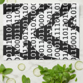 Binary-Code für Schwarz und Weiß Geschirrtuch (Gefaltet)