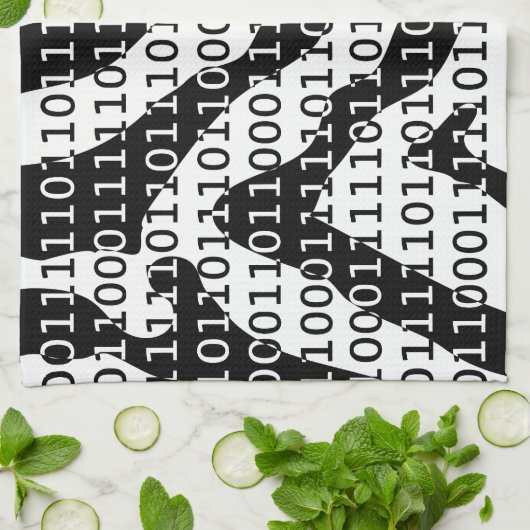 Binary-Code für Schwarz und Weiß Geschirrtuch (Gefaltet)