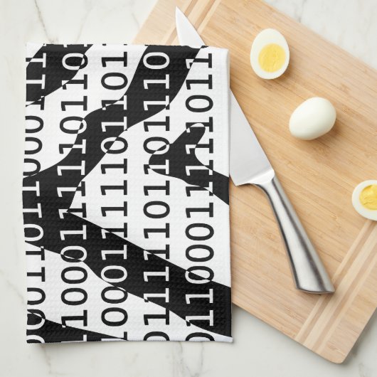 Binary-Code für Schwarz und Weiß Geschirrtuch (Viertel Falte)