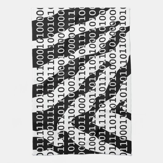 Binary-Code für Schwarz und Weiß Geschirrtuch (Vertikal)