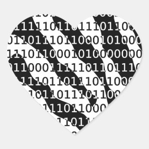 Binary-Code für Schwarz und Weiß Herz-Aufkleber