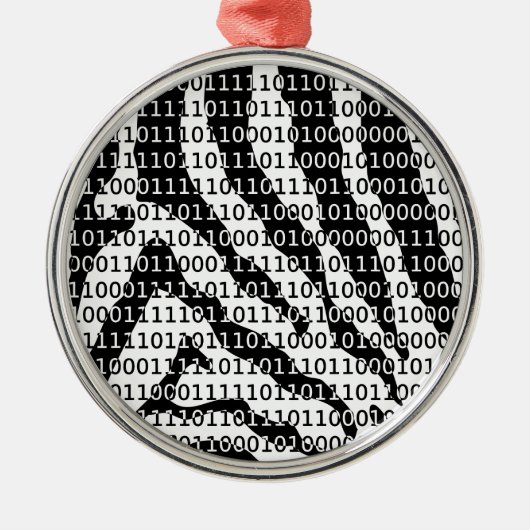 Binary-Code für Schwarz und Weiß Silbernes Ornament (Vorne)