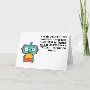 Binary Code Happy Birthday Card - Robot Karte