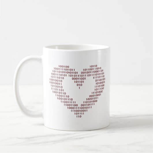 Binary Code Heart Kaffeetasse (Links)
