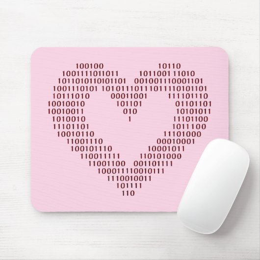Binary Code Heart Mousepad (Mit Mouse)