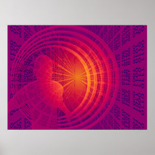Binary Code Hi-Tech Abstract Design Poster