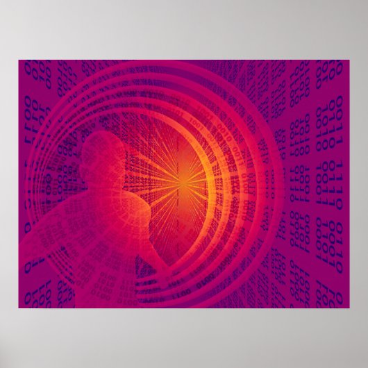 Binary Code Hi-Tech Abstract Design Poster (Vorne)