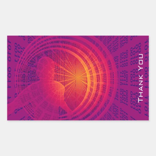 Binary Code Hi-Tech Abstract Design Vielen Dank Rechteckiger Aufkleber (Vorderseite)