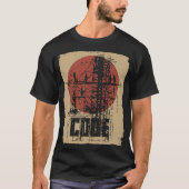 Binary Code Industrial Tech Brutalist Design T-Shirt (Vorderseite)