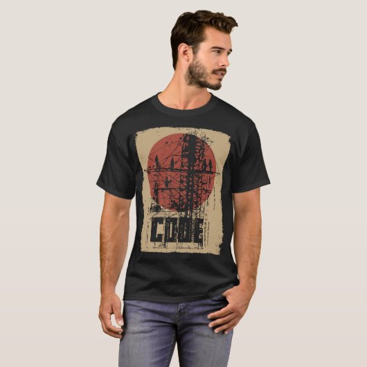 Binary Code Industrial Tech Brutalist Design T-Shirt (Vorne ganz)