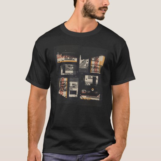 Binary Code Retro Computer Glitch Geek Programmer T-Shirt (Vorderseite)