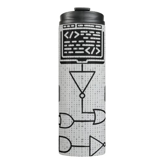 Binary Code Thermal Tumbler – Modern Tech Design Thermosbecher (Vorderseite)
