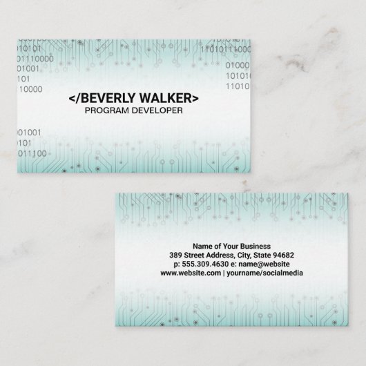Binary Coding Background Business Ca Visitenkarte (Vorne/Hinten)