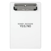 Binary Decision Yes No Minimalist Industrial  Mini Klemmbrett (Vorderseite)