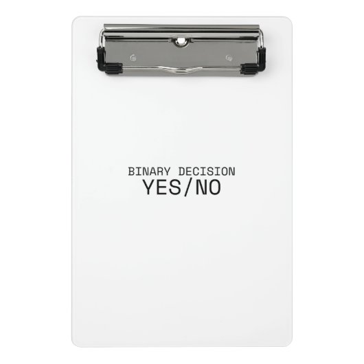 Binary Decision Yes No Minimalist Industrial  Mini Klemmbrett (Vorderseite)