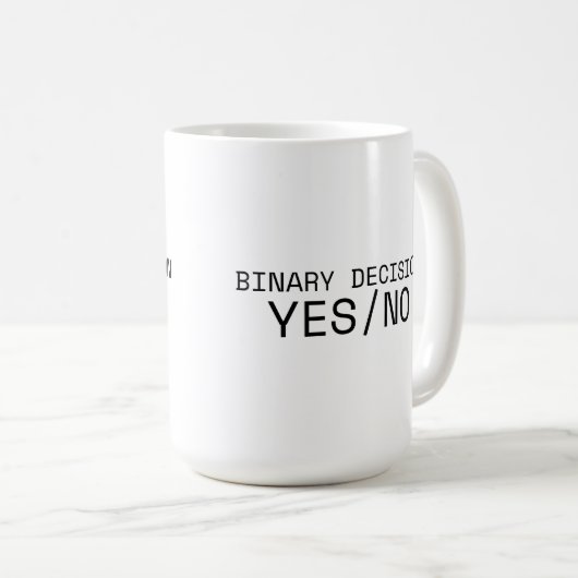 Binary Decision Yes No Minimalist Large Coffee Mug Kaffeetasse (VorderseiteRechts)
