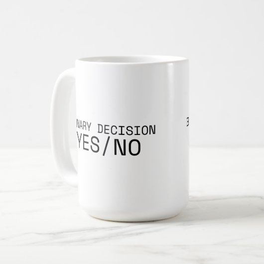 Binary Decision Yes No Minimalist Large Coffee Mug Kaffeetasse (Vorderseite Links)