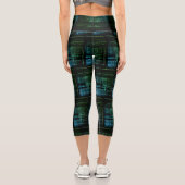 Binary Dreamscape Black and Green Futurisism Style Capri Leggings (Rückseite)