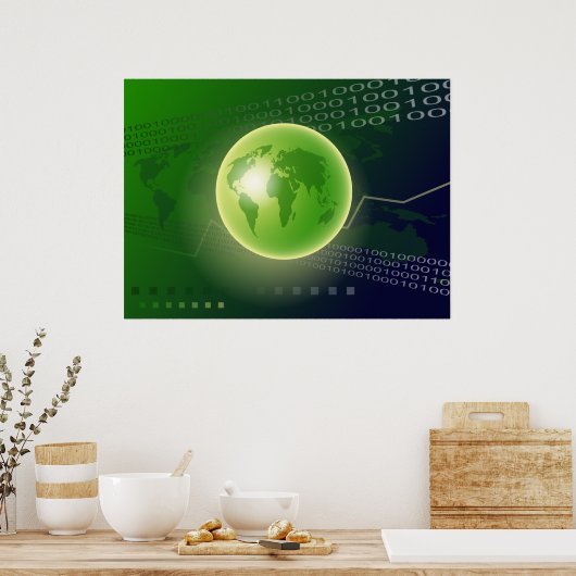 Binary Globe Background Poster (Küche)