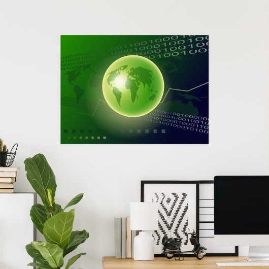 Binary Globe Background Poster (Heimbüro)