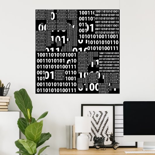 Binary in Black & White Poster (Heimbüro)