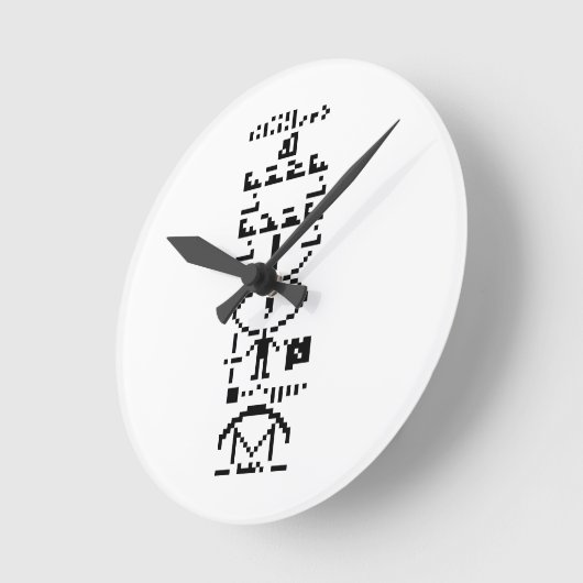 Binary Message 1974 Runde Wanduhr (Winkel)