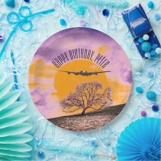 Binary Sunset Text der Flugzeugstruktur Pappteller (Party)