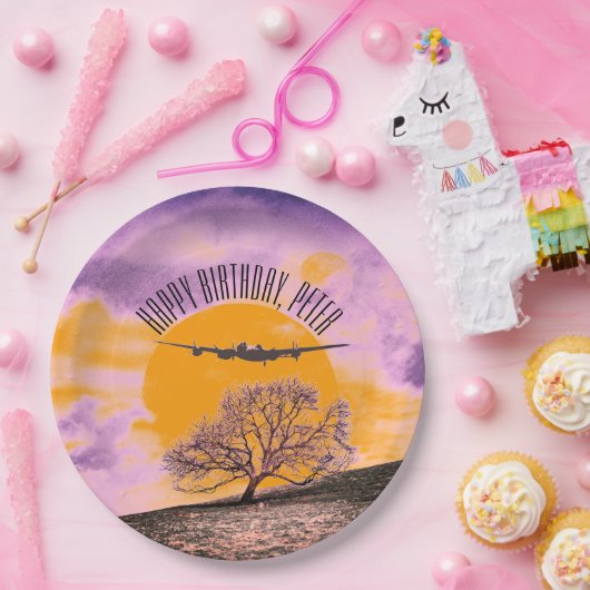 Binary Sunset Text der Flugzeugstruktur Pappteller (Party)