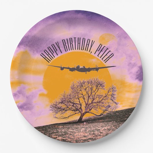 Binary Sunset Text der Flugzeugstruktur Pappteller (Vorderseite)