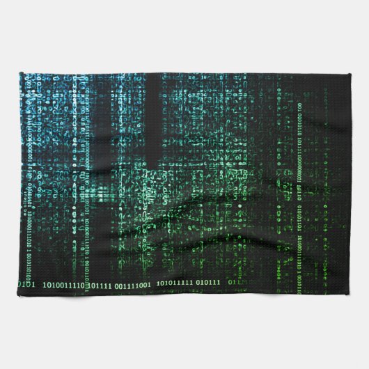 Binary Symphony Kitchen Towel - Art Meetings Tech Geschirrtuch (Horizontal)