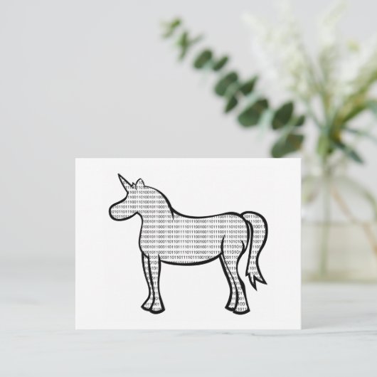 Binary Unicorn Postkarte (Stehend Vorderseite)