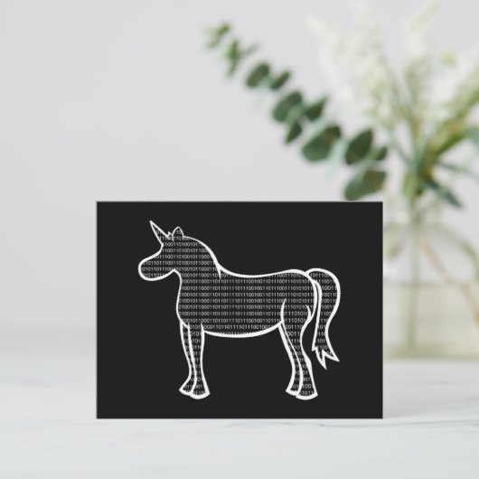 Binary Unicorn Postkarte (Stehend Vorderseite)