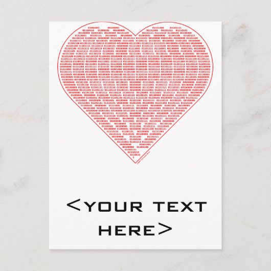 Binary Valentine Postcard Feiertagspostkarte (Vorderseite)