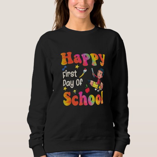 Binde Dich Happy Erster Schultag Lehrer Student Sweatshirt (Vorderseite)
