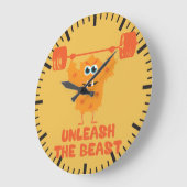 Binden Sie die Tier-Turnhallen-Motivation los Große Wanduhr (Winkel)