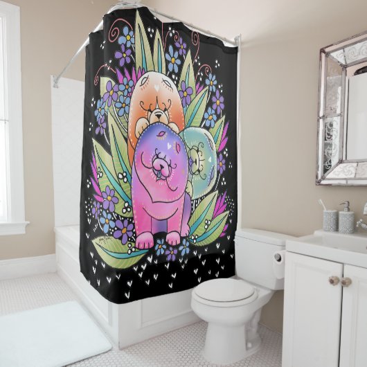 BINDEN Sie PLAYDATE CHOW-CHOW - Duschvorhang oder (Beispiel)