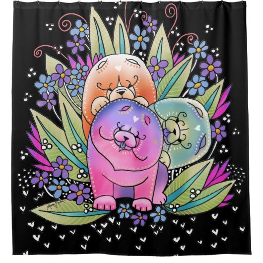 BINDEN Sie PLAYDATE CHOW-CHOW - Duschvorhang oder (Vorderseite)