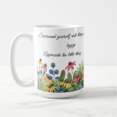 Bindestrich, Name auf farbigen Blume 15oz Kaffeetasse (Links)