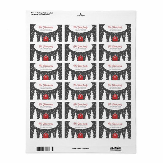Bindestriche und Name rot Adressaufkleber (Vorne)