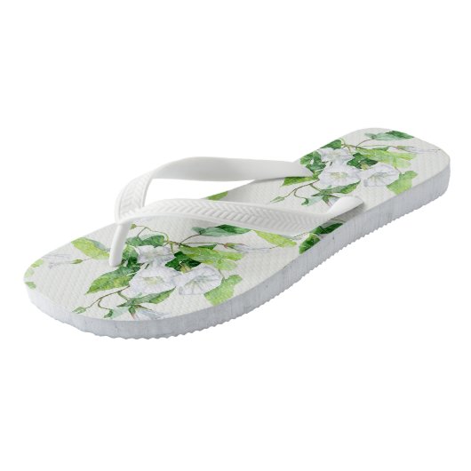 Bindete weiße Blume Badesandalen (Schrägansicht)