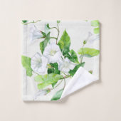 Bindete weiße Blume Badhandtuch Set (Waschlappen)