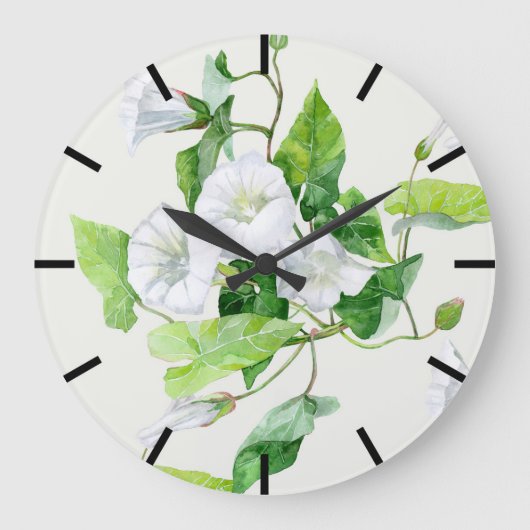 Bindete weiße Blume Große Wanduhr (Vorderseite)