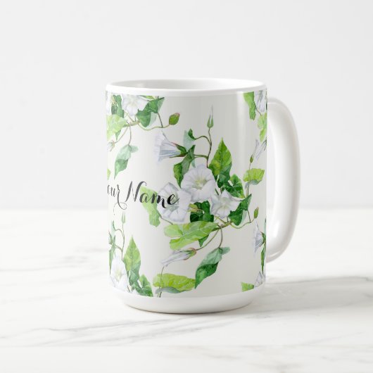 Bindete weiße Blume Kaffeetasse (VorderseiteRechts)