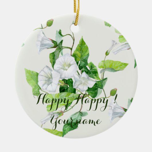 Bindete weiße Blume Keramik Ornament (Vorne)