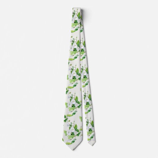 Bindete weiße Blume Krawatte (Vorderseite)