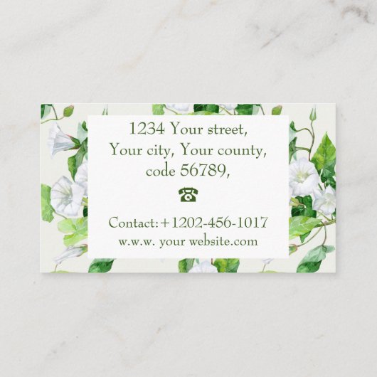 Bindete weiße Blume Visitenkarte (Rückseite)